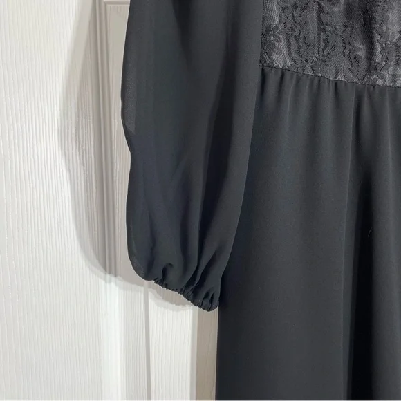 Vintage 70s Sheer Black Dress Size 12 Herman Marcus - Picture 4 of 8